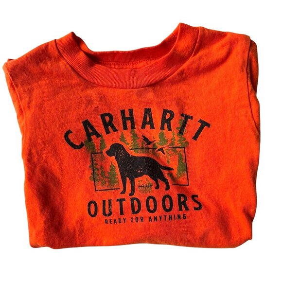 Carhartt Outdoors Baby Shirt 6 Months Orange Black Labrador Dog Ducks READ - Picture 3 of 11